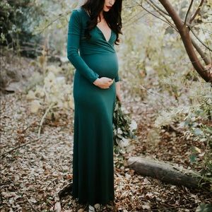 LULUS WISHING WELL FOREST GREEN MAXI DRESS